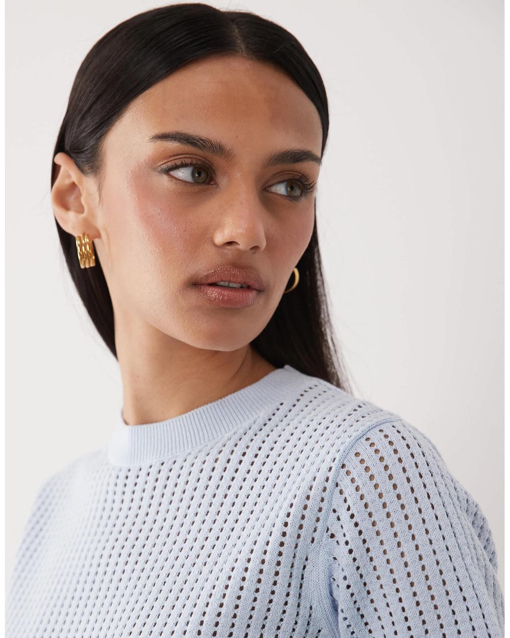 Top en maille 100 % coton à manches courtes - pastel Mango en coloris Gray