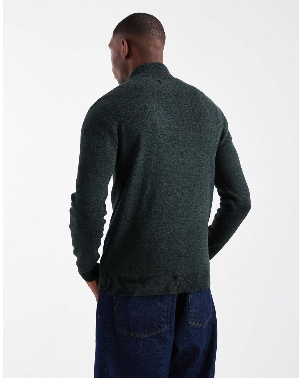 Pull en maille à col zippé - noir/kaki Threadbare pour homme en coloris Blue