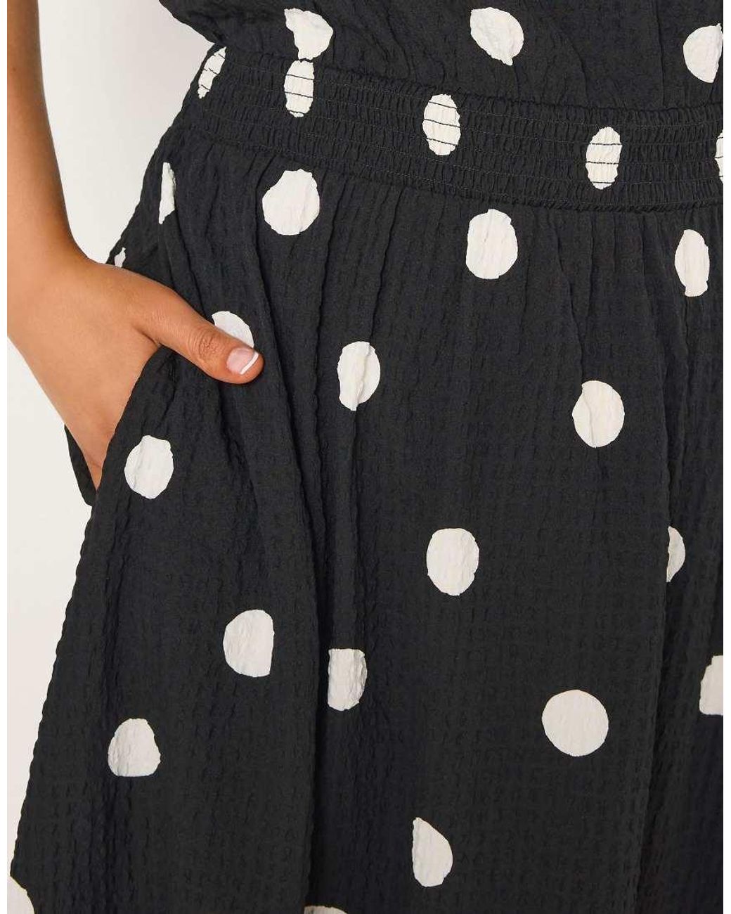 Yours Clothing Black Polka Dot Smock Dress