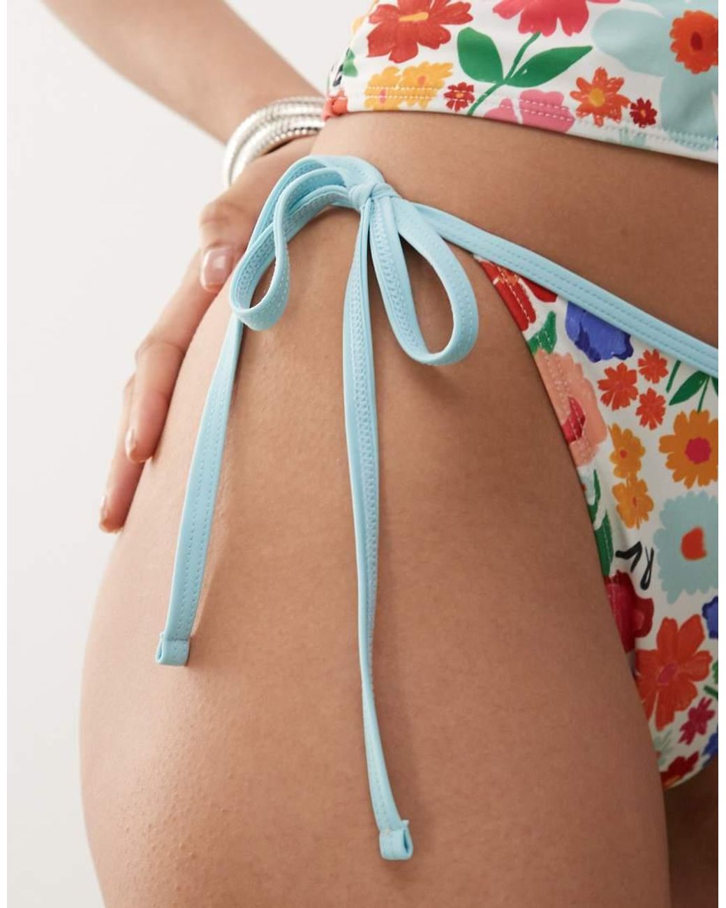 Reclaimed Vintage Multicolor Tie Side Bikini Bottom