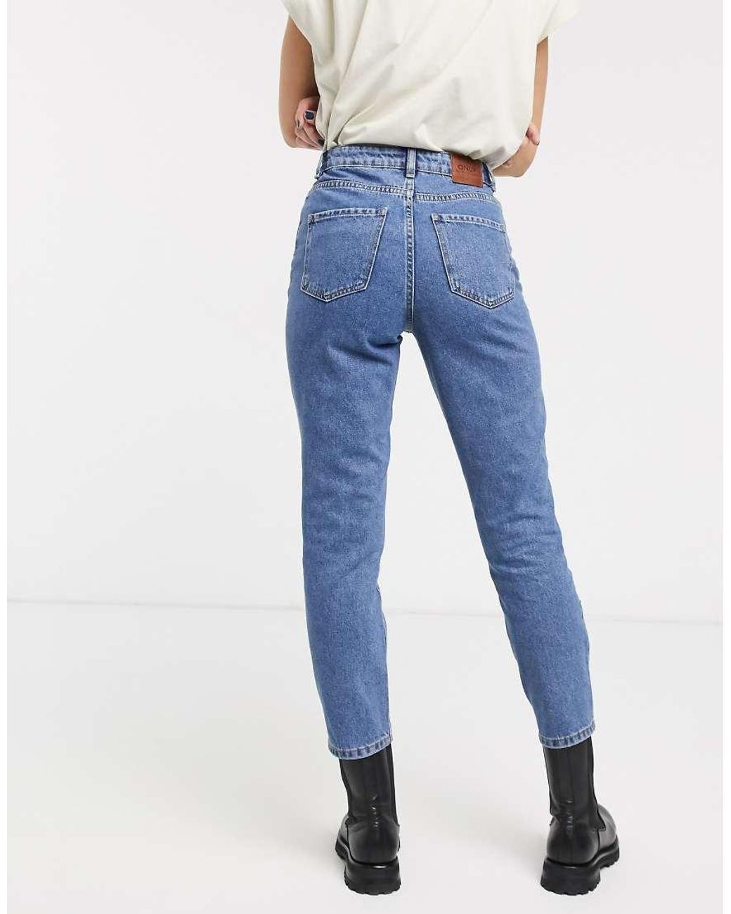 ONLY Blue Mom Jeans With 90s Wash