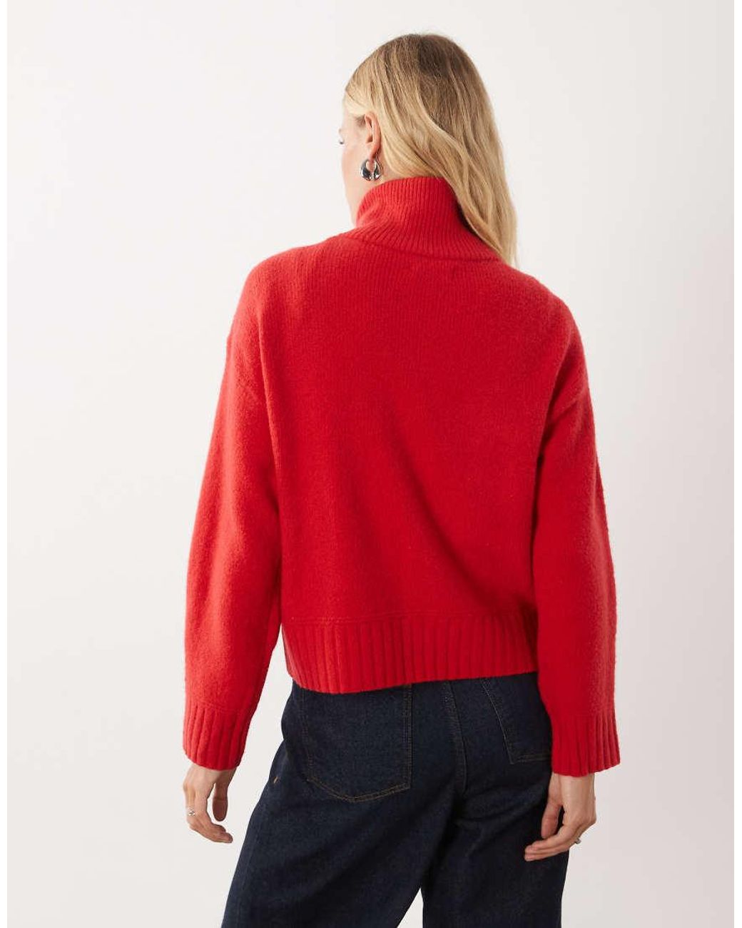 Abercrombie & Fitch Red 1/4 Zip Sweatshirt