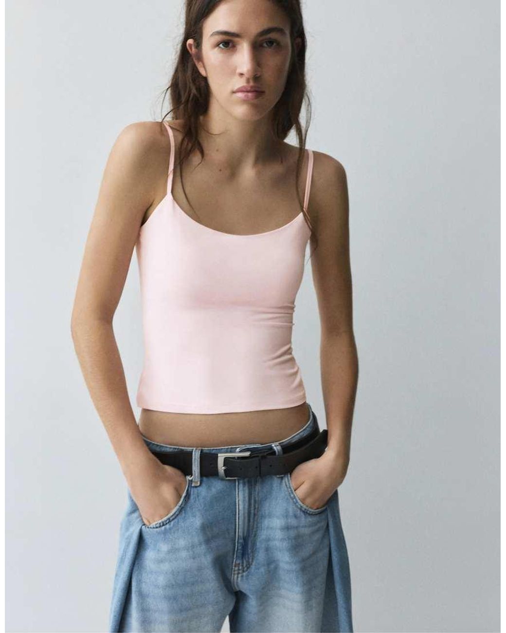 Pull&Bear Pink Adjustable Thin Strap Top