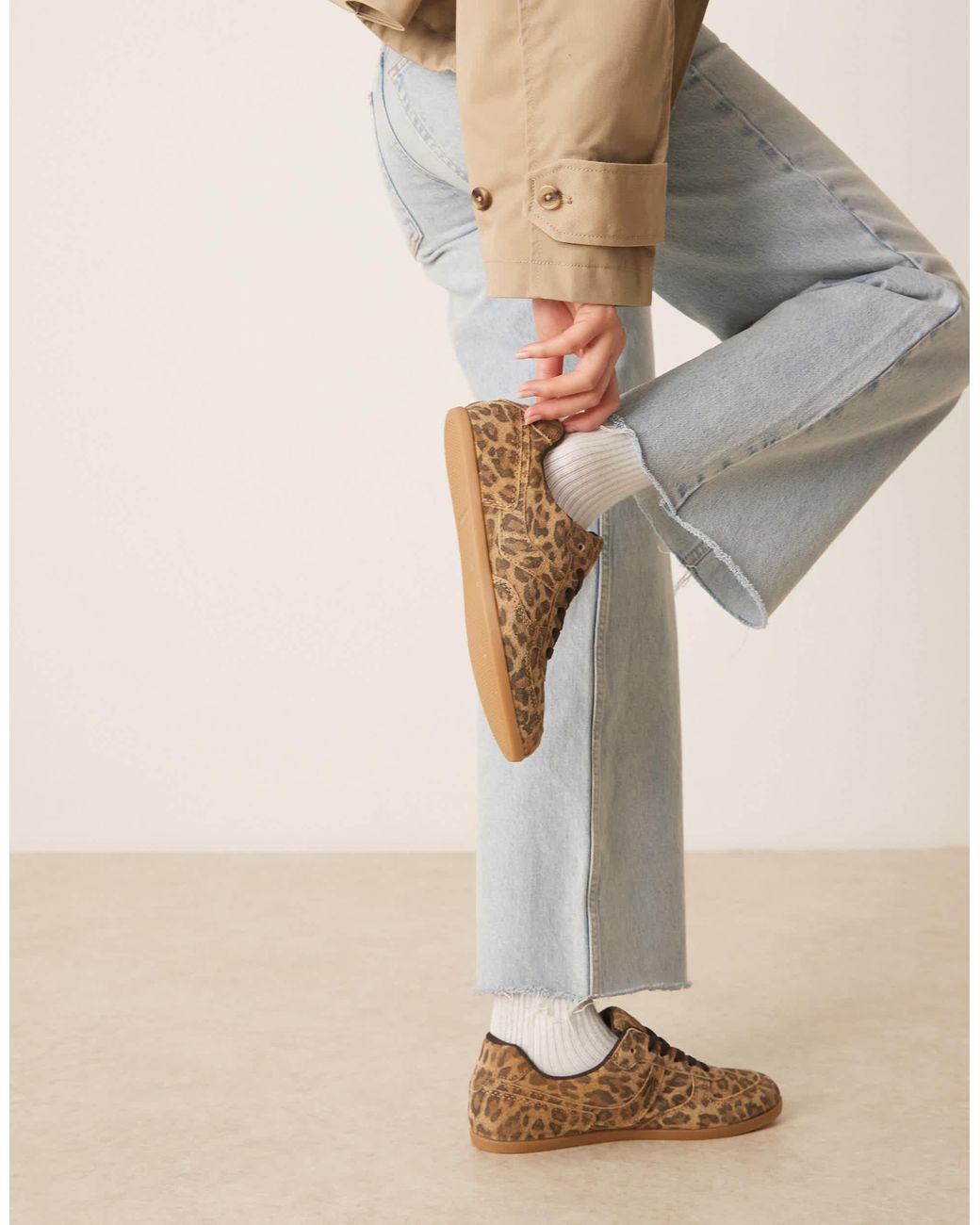 Diligent slim - baskets à lacets en daim - léopard ASOS en coloris Natural