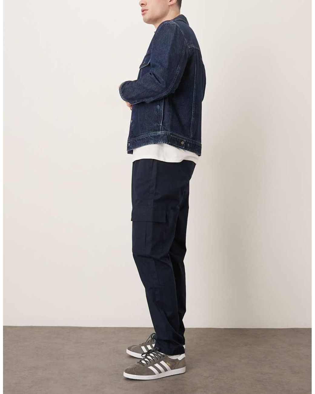 ASOS Blue Tapered Cargo Trousers for men