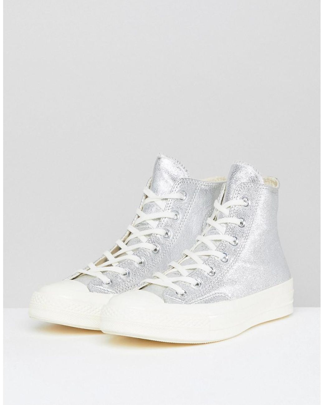 Converse Chuck '70 Metallic Hi Sneakers In Silver | Lyst