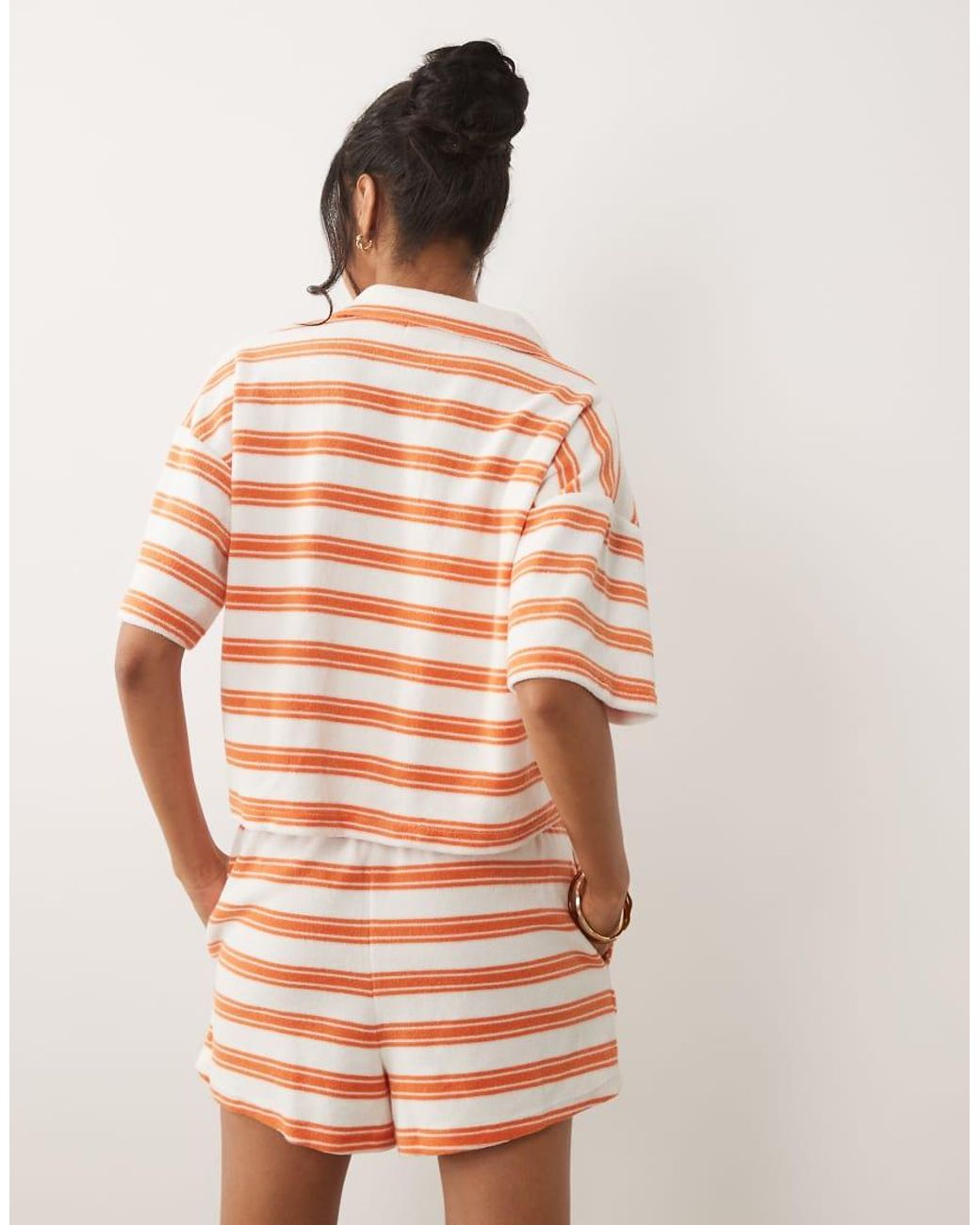 Kaiia Pink Cotton Rich Towelling Collared Button Through Polo Top Co-ord