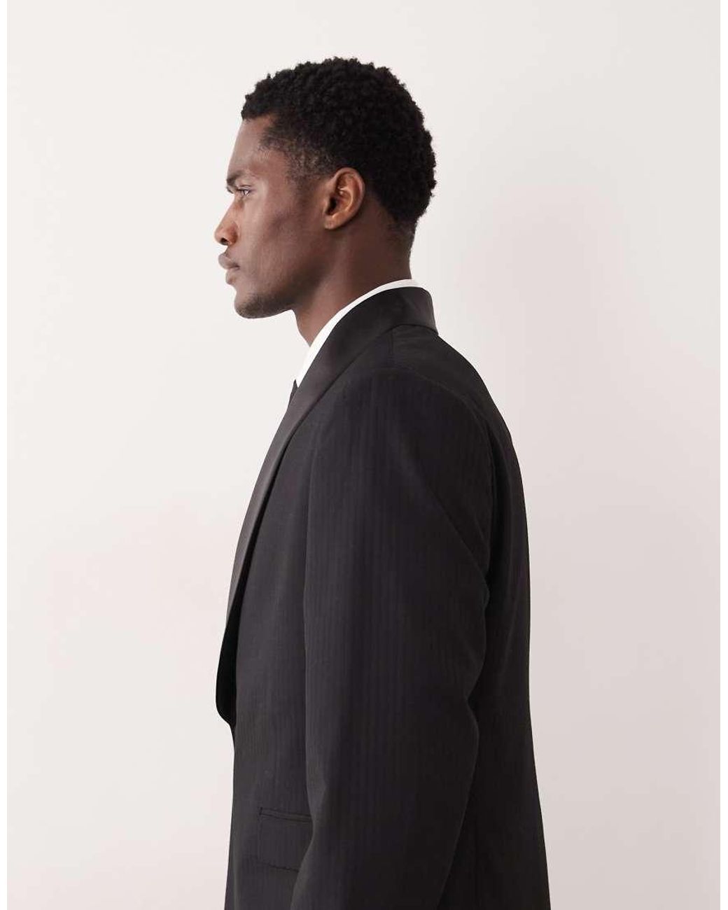ASOS Blue Slim Suit Jacket With Tonal Micro Checkerboard Weave for men