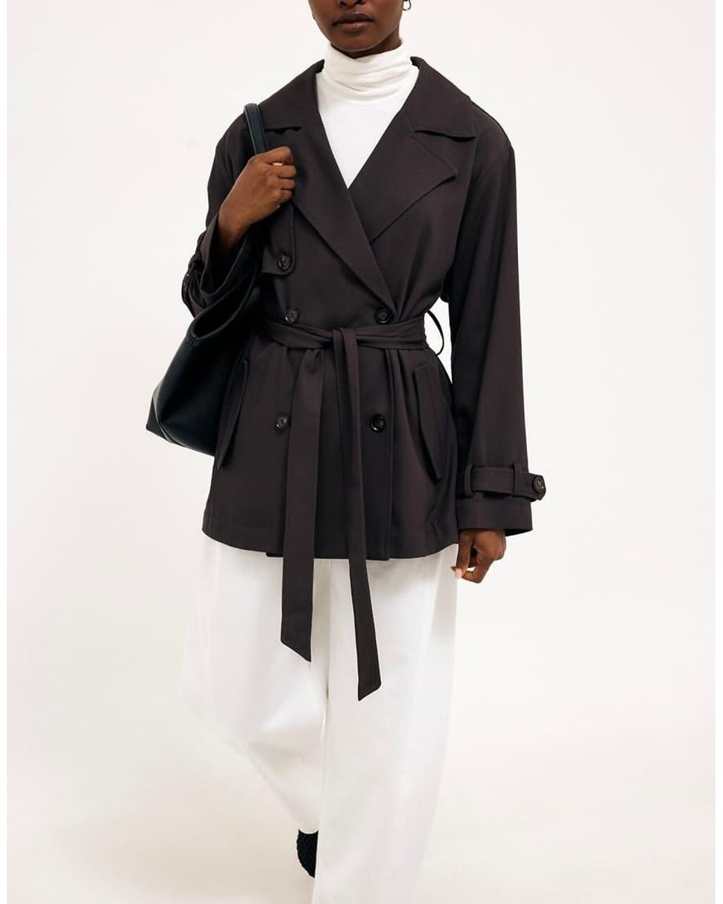 NA-KD Brown Belted Short Trenchcoat