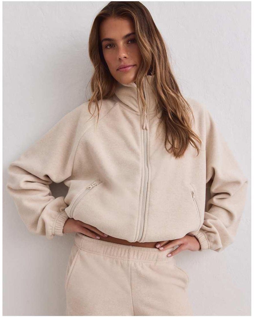 Aim'n Brown Sand Fleece Zip Jacket