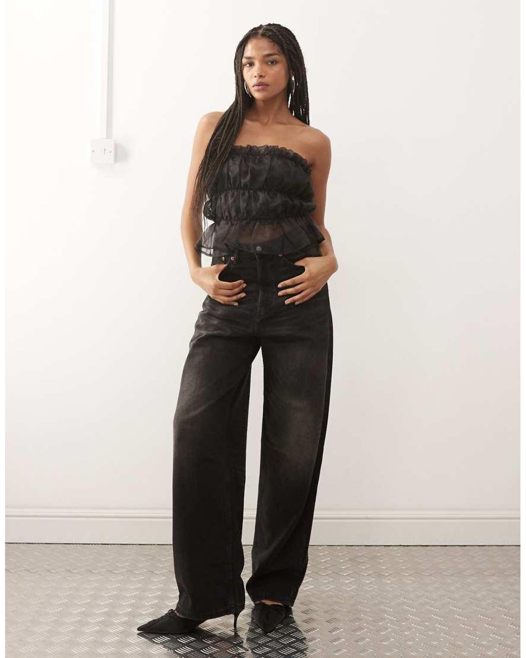 Noisy May Black Tuile Bandaue Top
