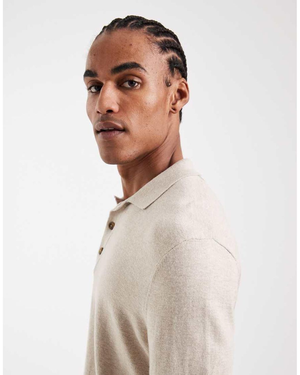 Only & Sons Natural Knit Short Sleeve Polo Shirt for men