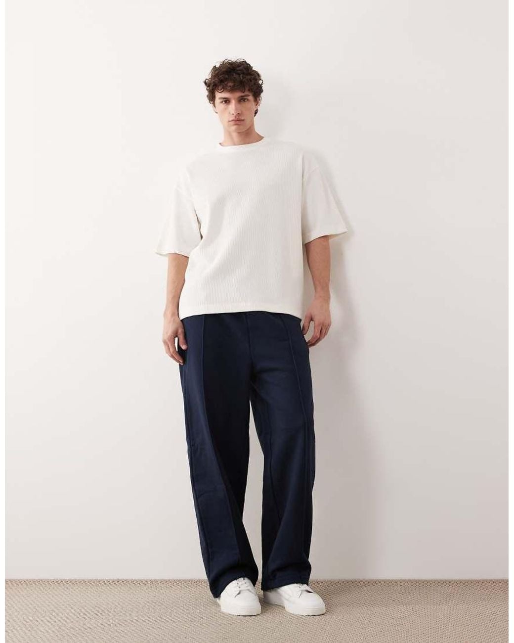 ASOS COLLECTIVE White Super Heavyweight Oversized Waffle Texture T-Shirt for men