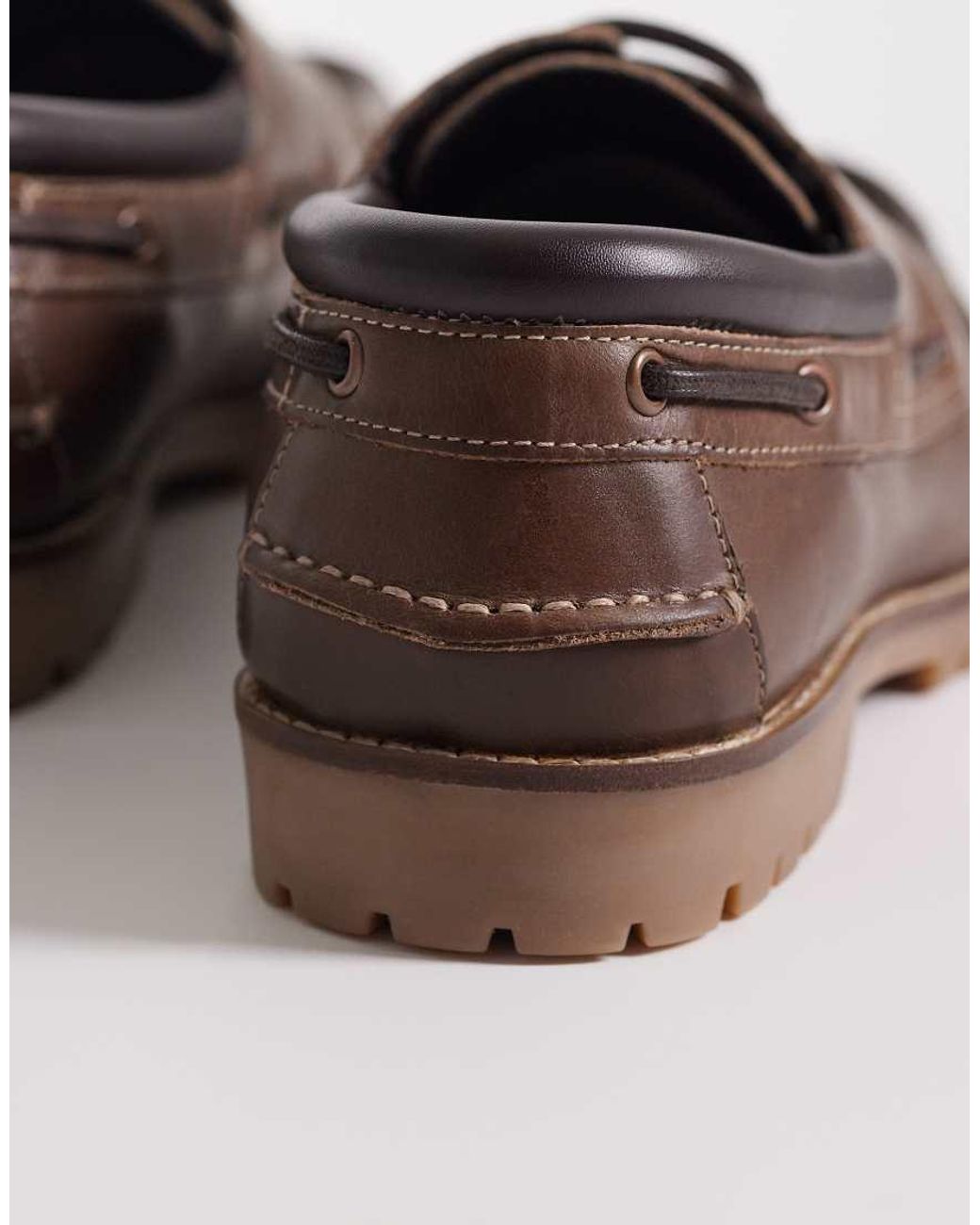 ASOS Brown Boat Shoes With Cleated Sole for men