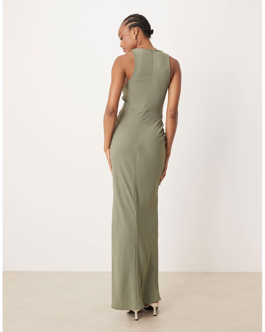 ASOS Natural Asos Design Tall Draped Knot Front Midi Dress