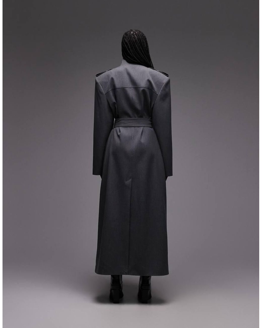 ASOS Black Shoulder Pad Tailored Trench Coat
