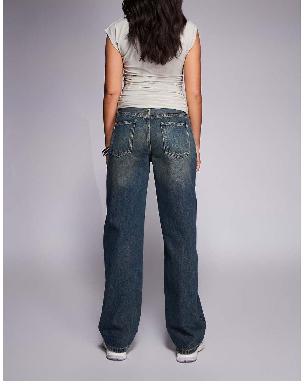 Princess Polly Blue Night Owl Mid Rise Straight Leg Jeans