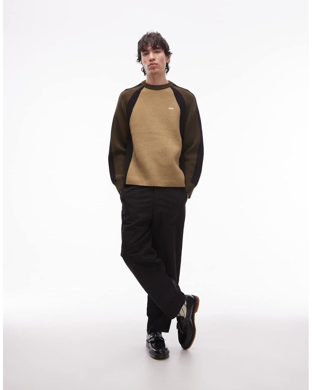 Obey Multicolor Raglan Knitted Jumper for men