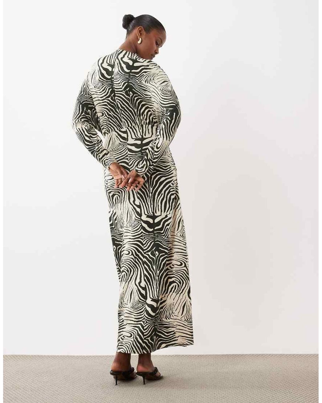 ASOS White Batwing Zebra Print Maxi Dress