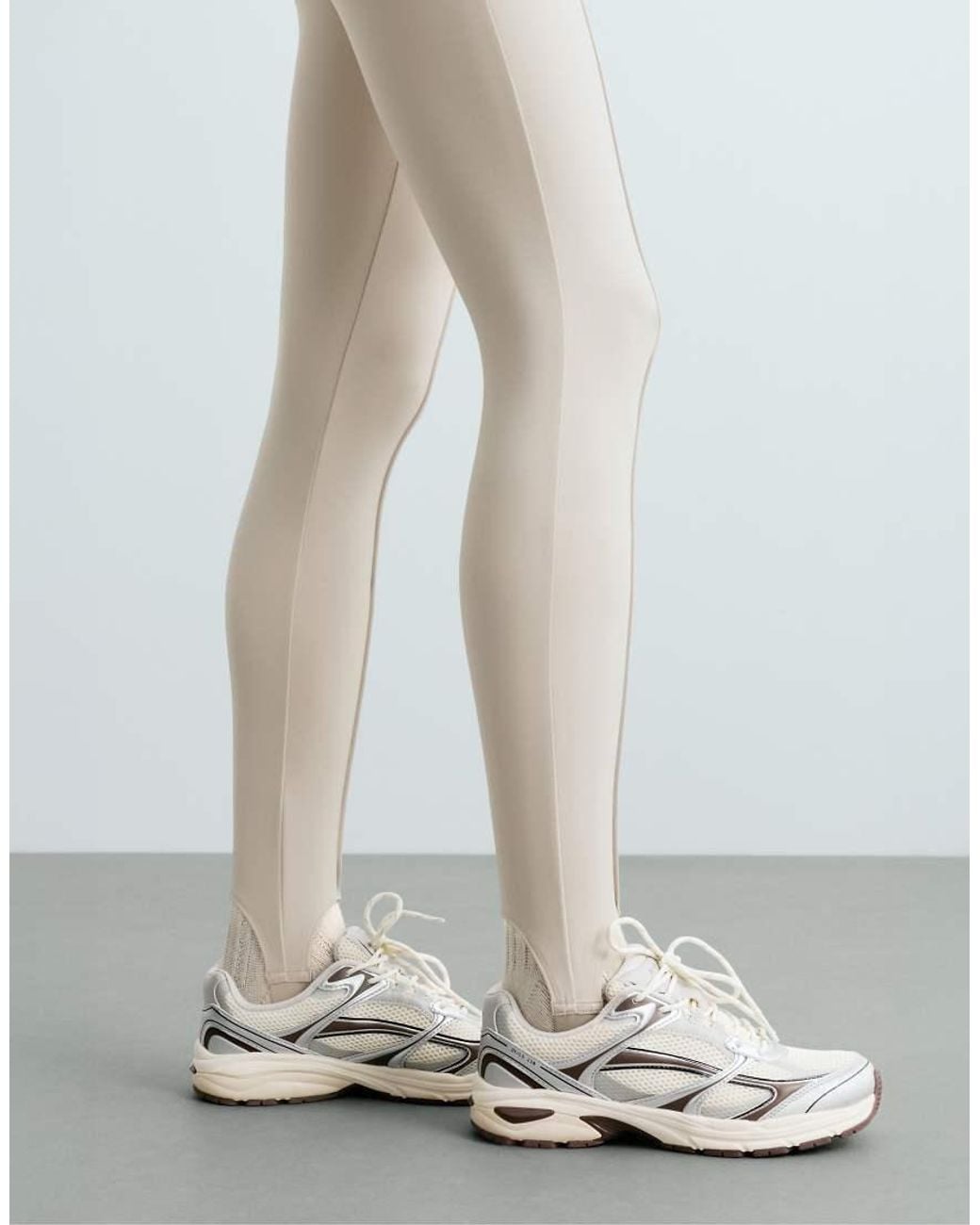 Oysho Natural Ankle-Length High Rise Warm Stirrup Leggings