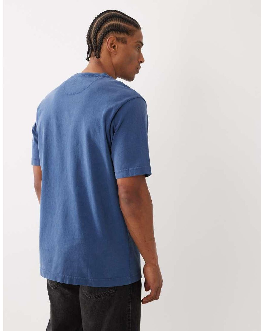 Farah Blue Stacy Garment Dye Pocket Logo T-shirt for men