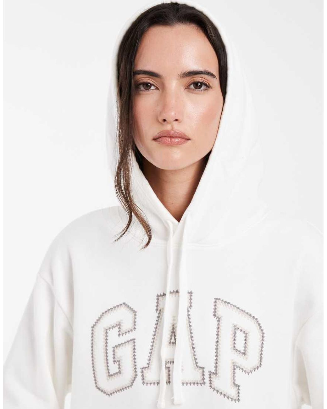 Gap White Oversized Overhead Logo Hoodie