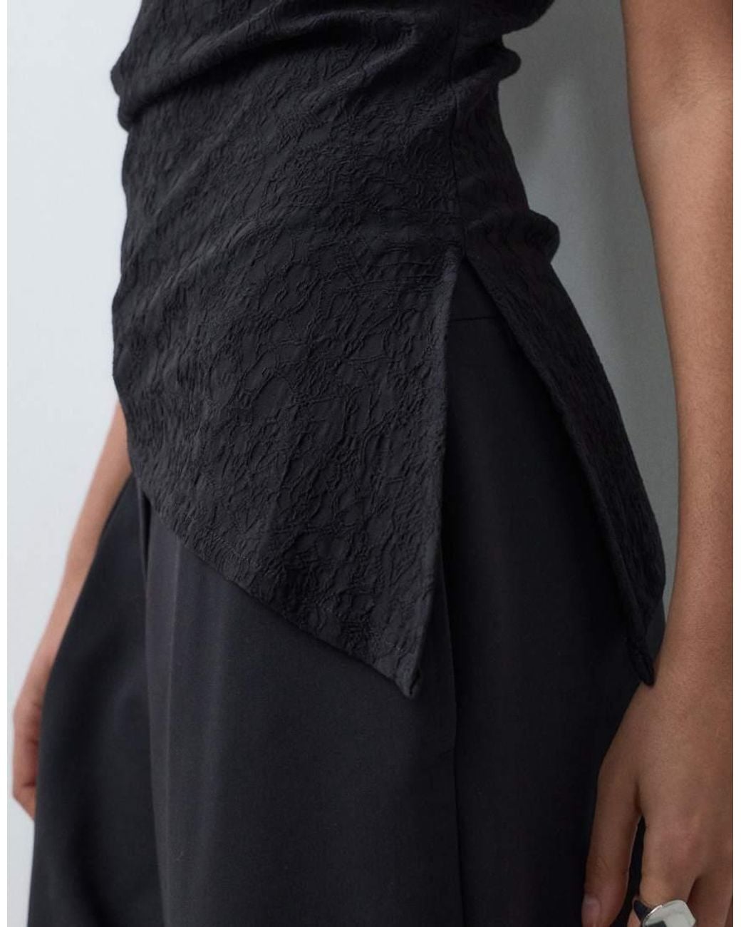 JJXX Black Structured Top With Asymmetric Hem