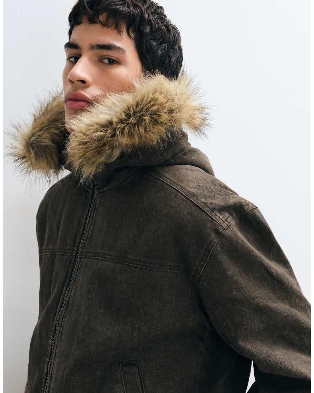 Hollister Black Heavyweight Hooded Bomber Jacket for men