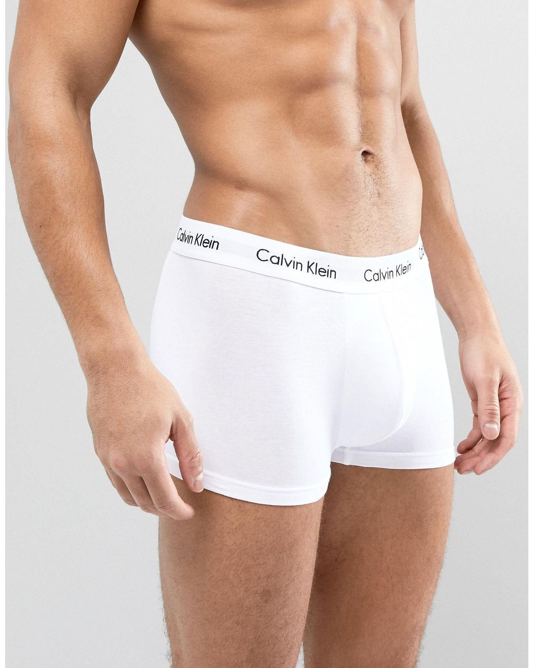 Calvin Klein 3 Pack White Trunks Cotton Stretch Low Rise for Men | Lyst UK