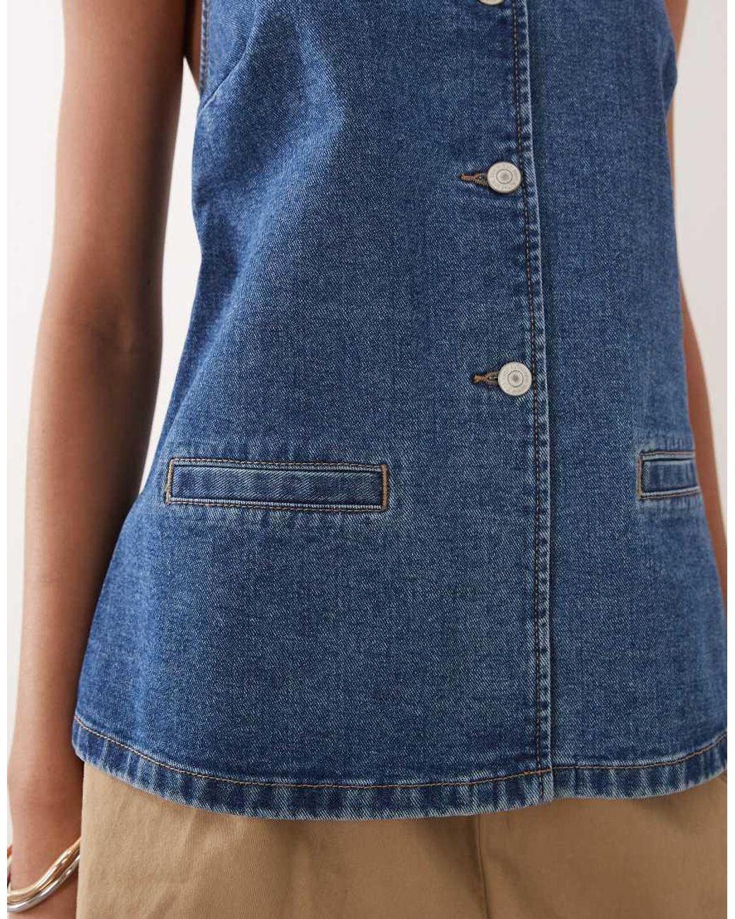 New Look Blue Halterneck Denim Waistcoat