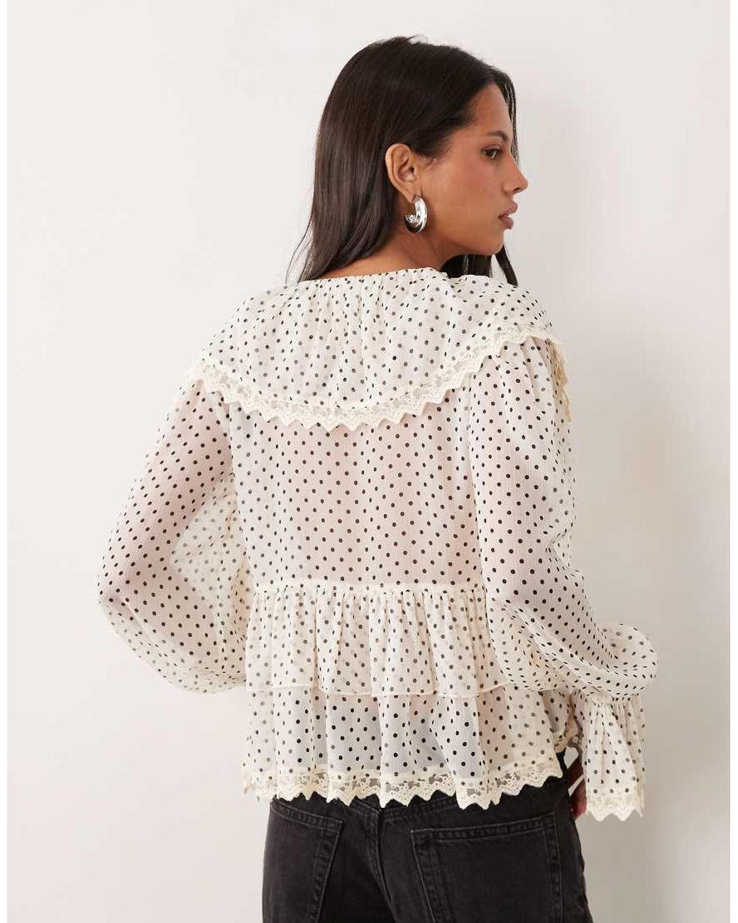 Miss Selfridge Natural Chiffon Ruffle Tie Front Blouse