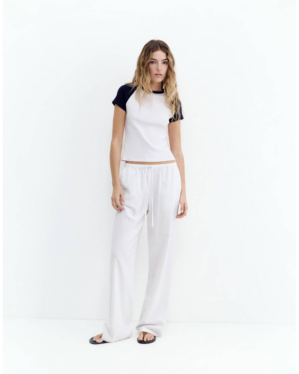 Pantalon en lin mélangé Pull&Bear en coloris White