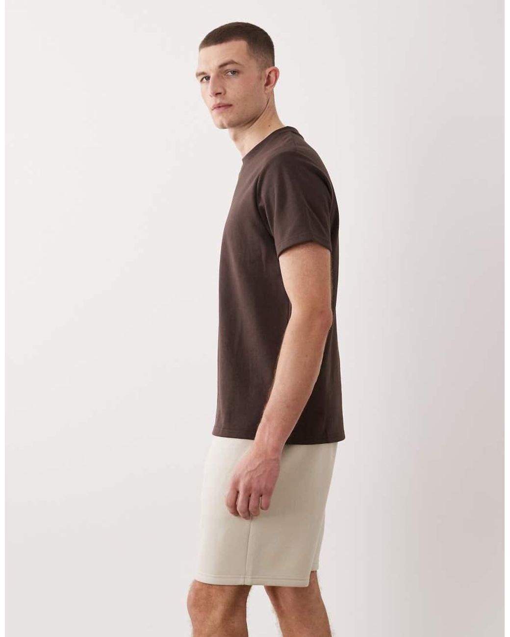 ASOS Brown Essentials Oversized Mid Length Jersey Shorts for men