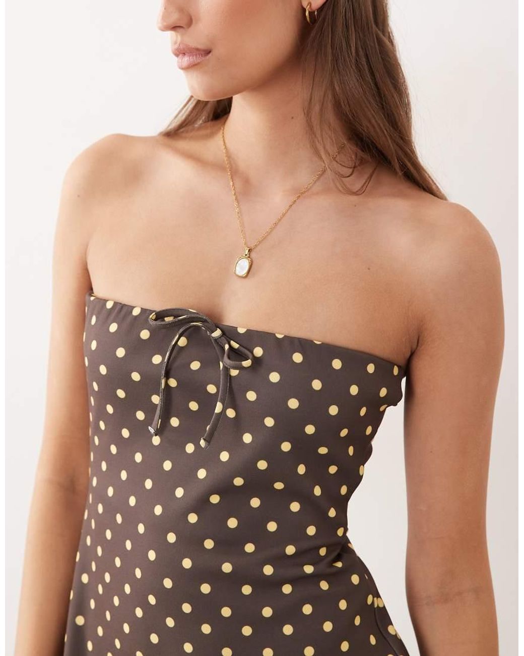 ASOS Natural Bandeau Mini Dress With Tie Detail