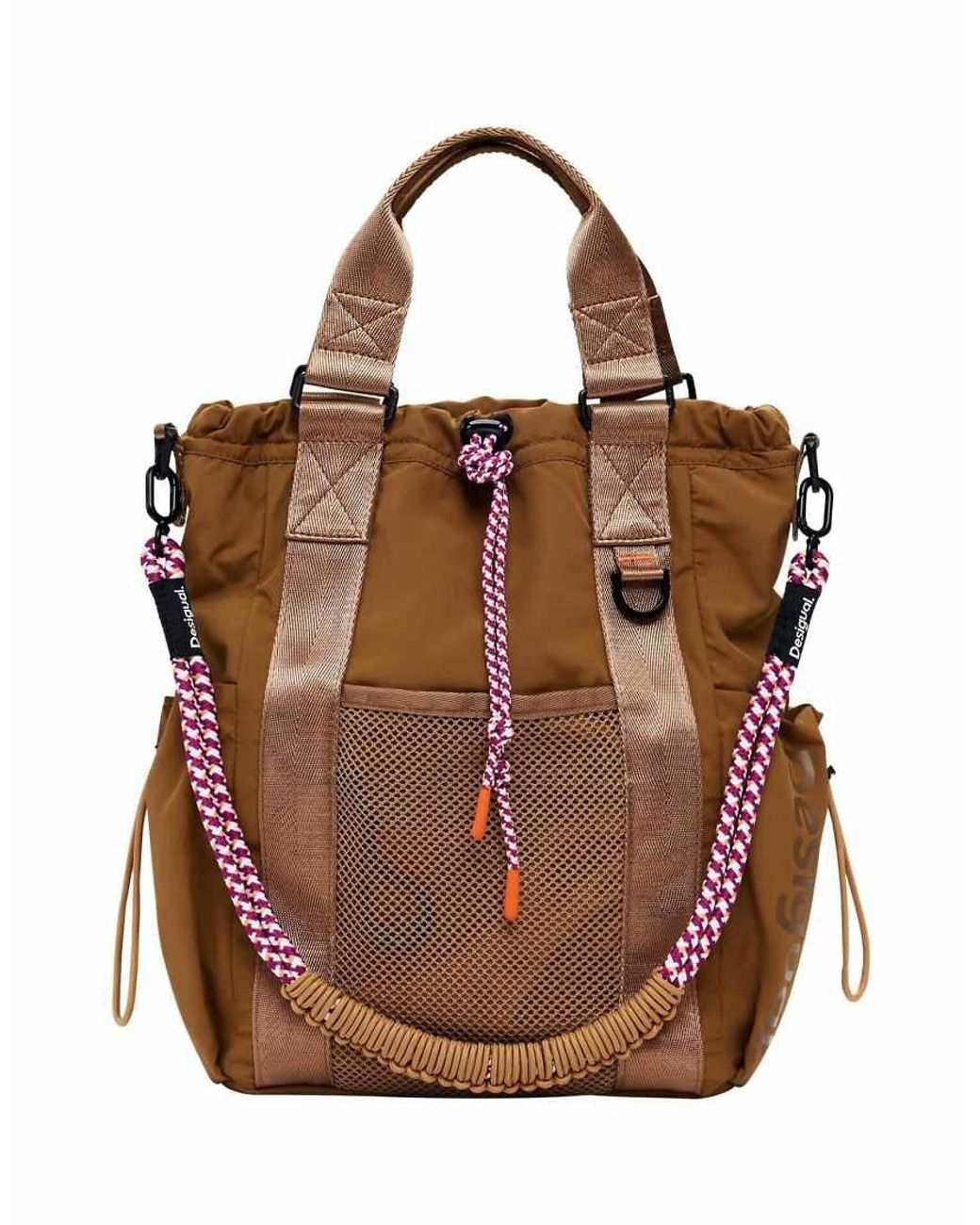 Desigual Brown Multi-Position Backpack With Drawstrings