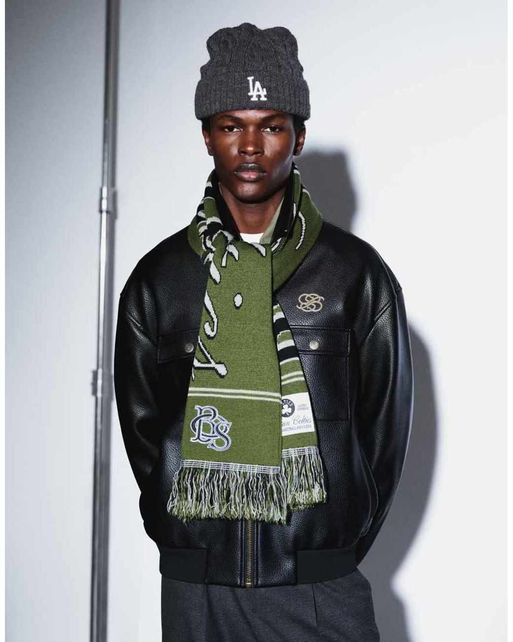 Prohibited Gray Oversized Pu Leather Trucker Jacket for men