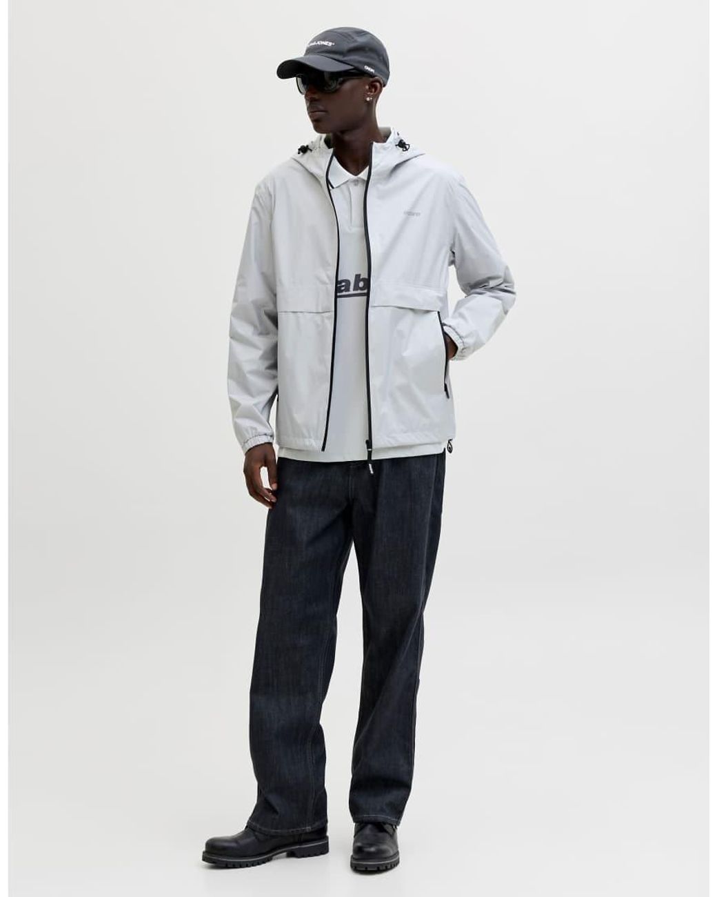 Jack & Jones Gray Rain Jacket for men