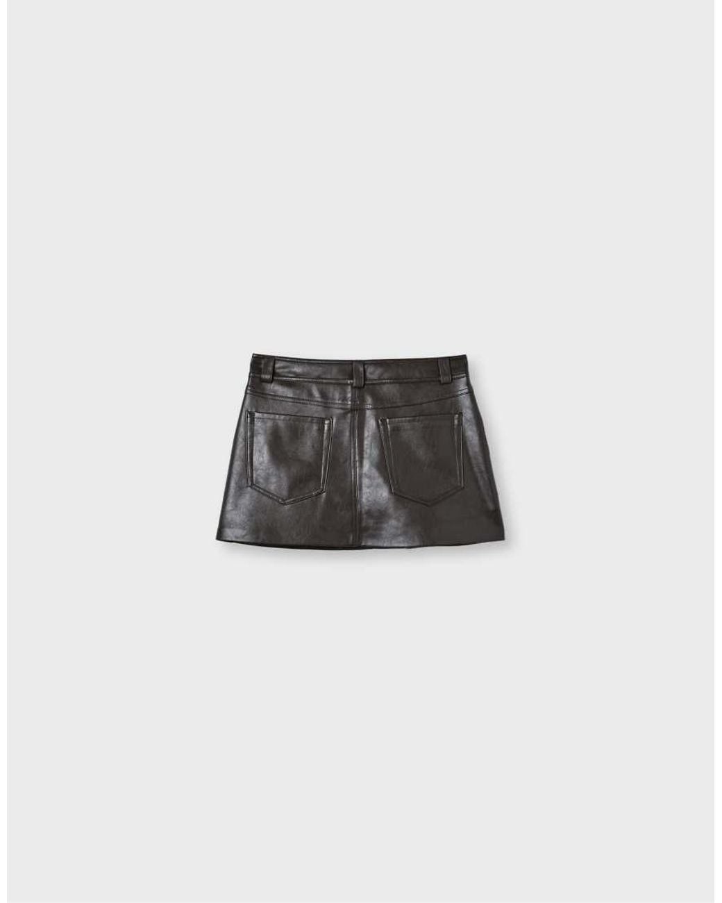 Stradivarius Black D62 Leather Effect Skort