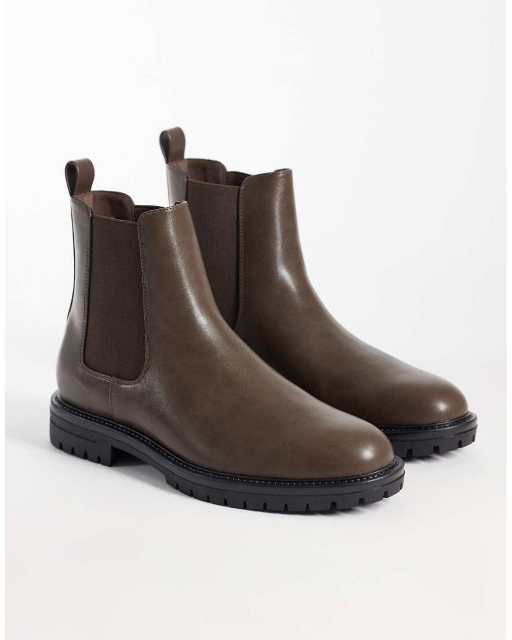 ASOS Brown Chelsea Boots With Cleated Sole for men
