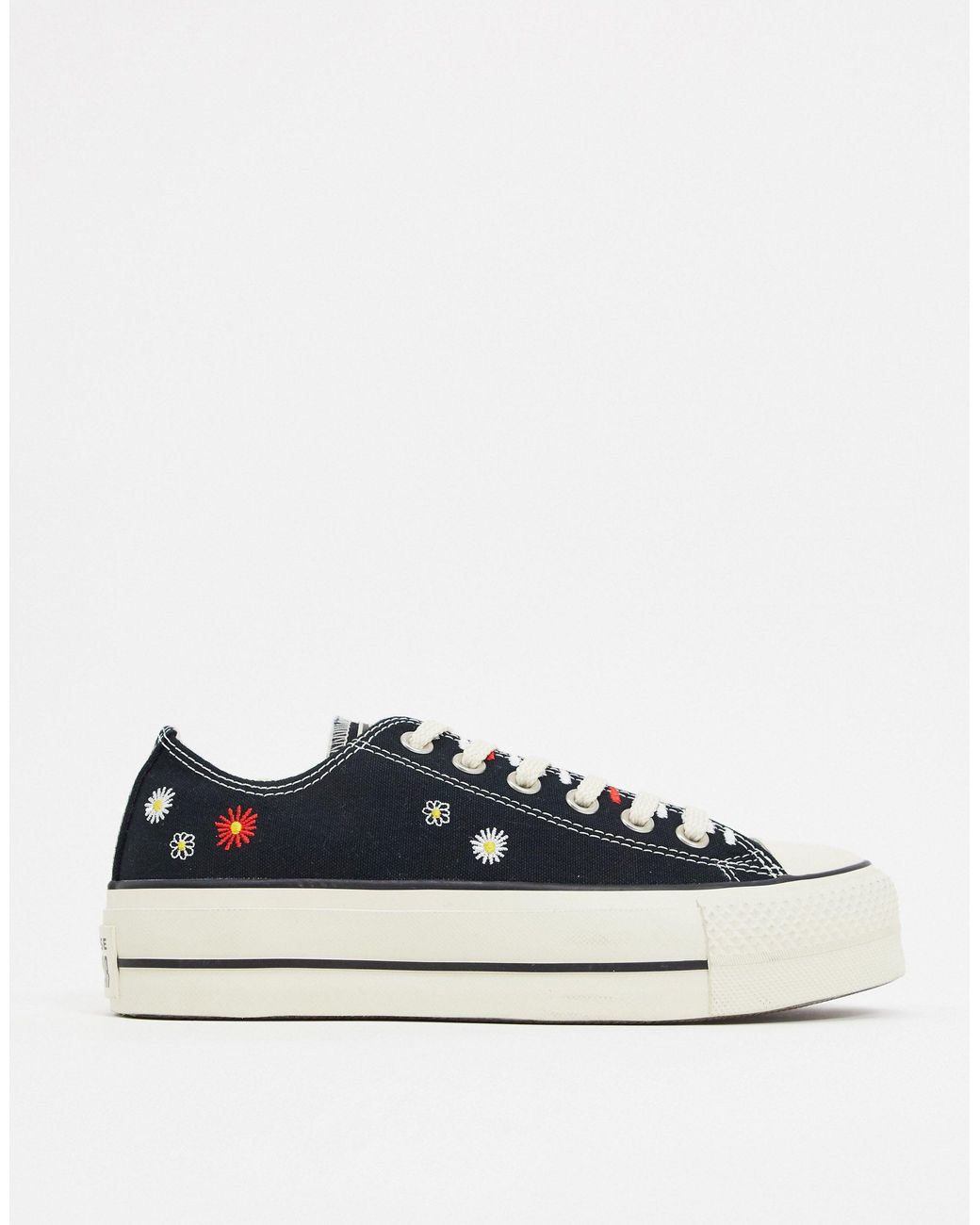 Converse Chuck Taylor Lift Platform Black Embroidered Floral Sneakers |  Lyst Canada