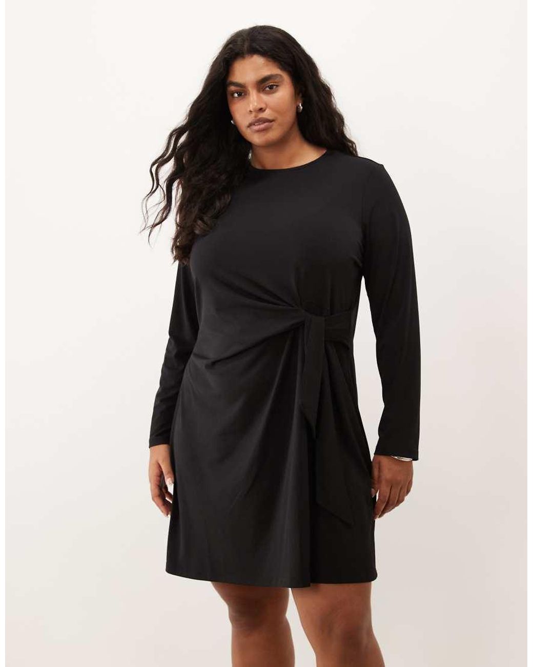 Vero Moda Black Long Sleeve Tie Detail Midi Dress