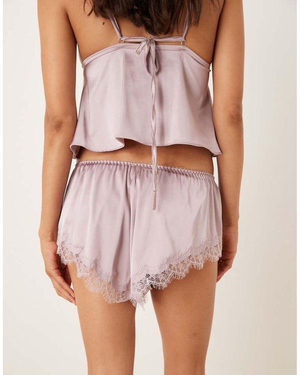 KAT THE LABEL Purple Sorrento Satin Lace Short