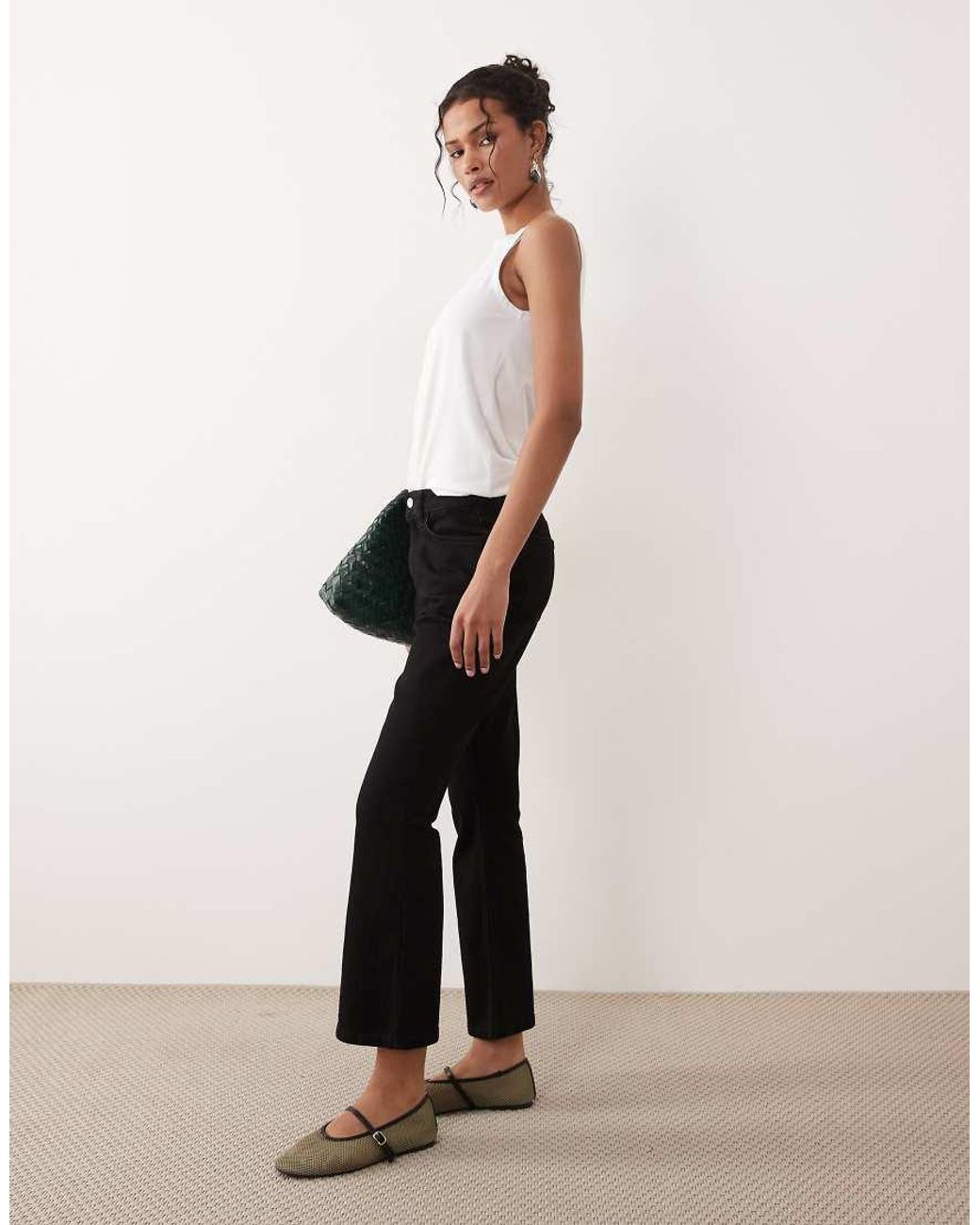 ASOS Black Crop Kick Flare Jean
