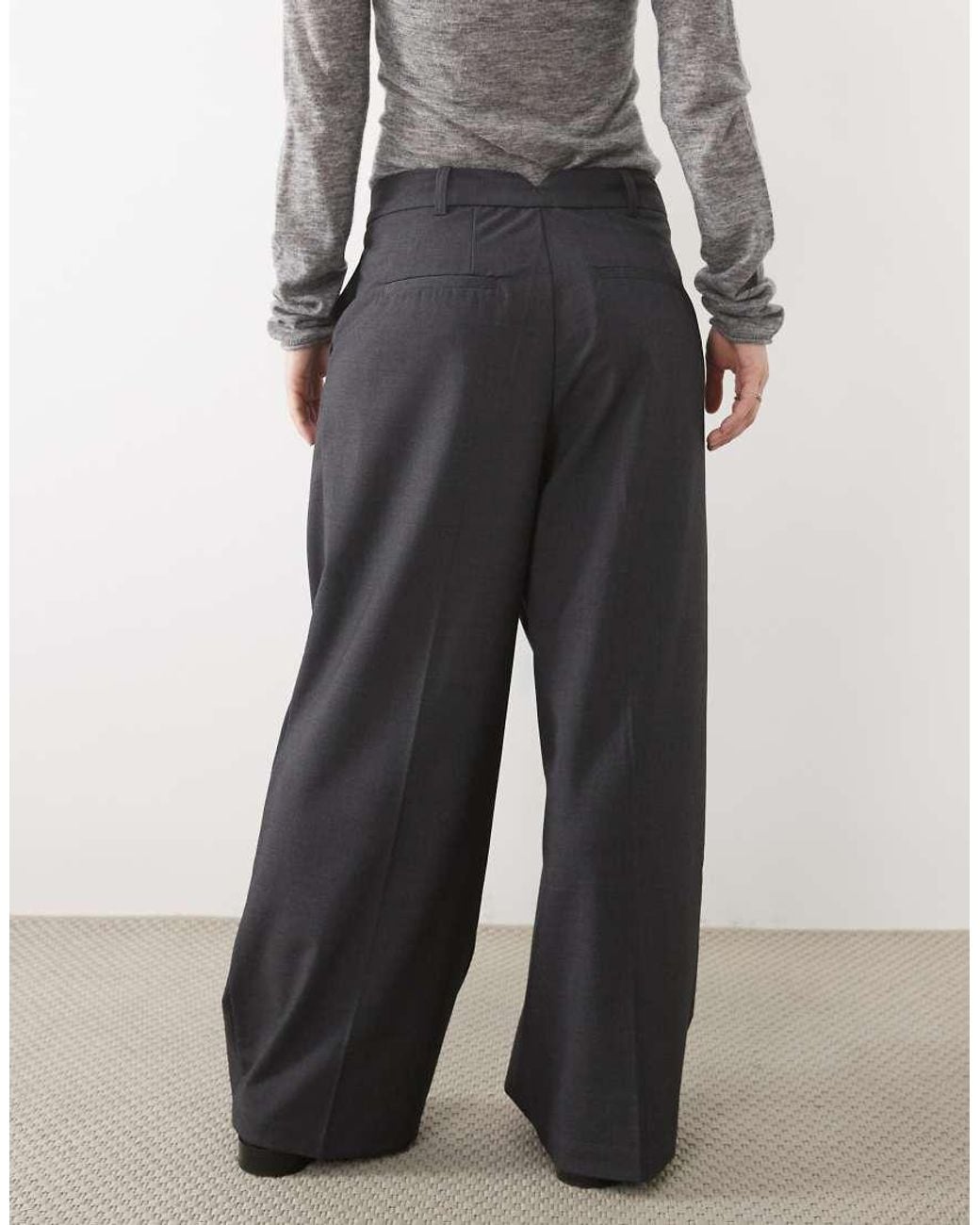Vero Moda Gray Double Pleat Front Wide Leg Trouser