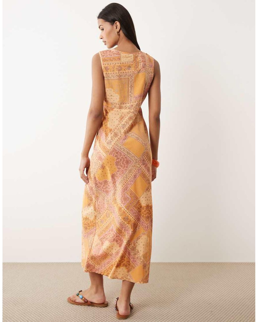Wednesday's Girl Natural V-neck Midaxi Dress