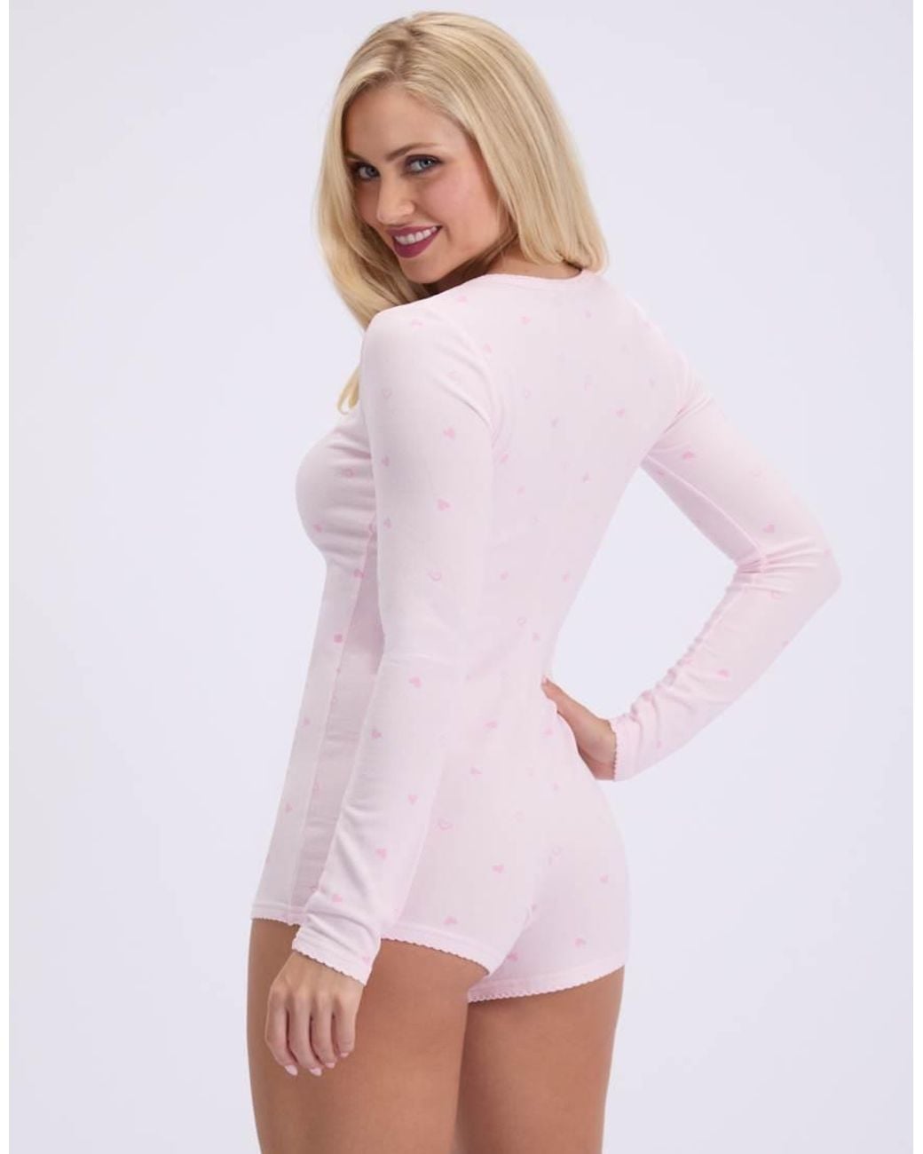 Boux Avenue White Heart Supersoft Short Playsuit Chic V-Neck Comfy Nightwear