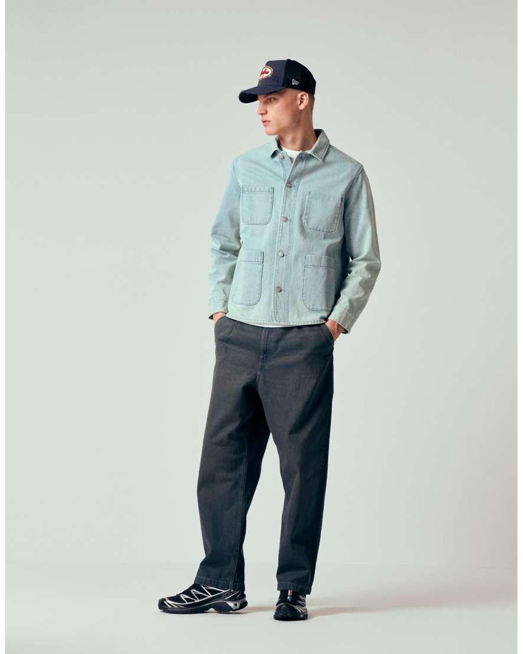 Pompeii UK Blue Pompeii Denim Button Up Chore Jacket for men