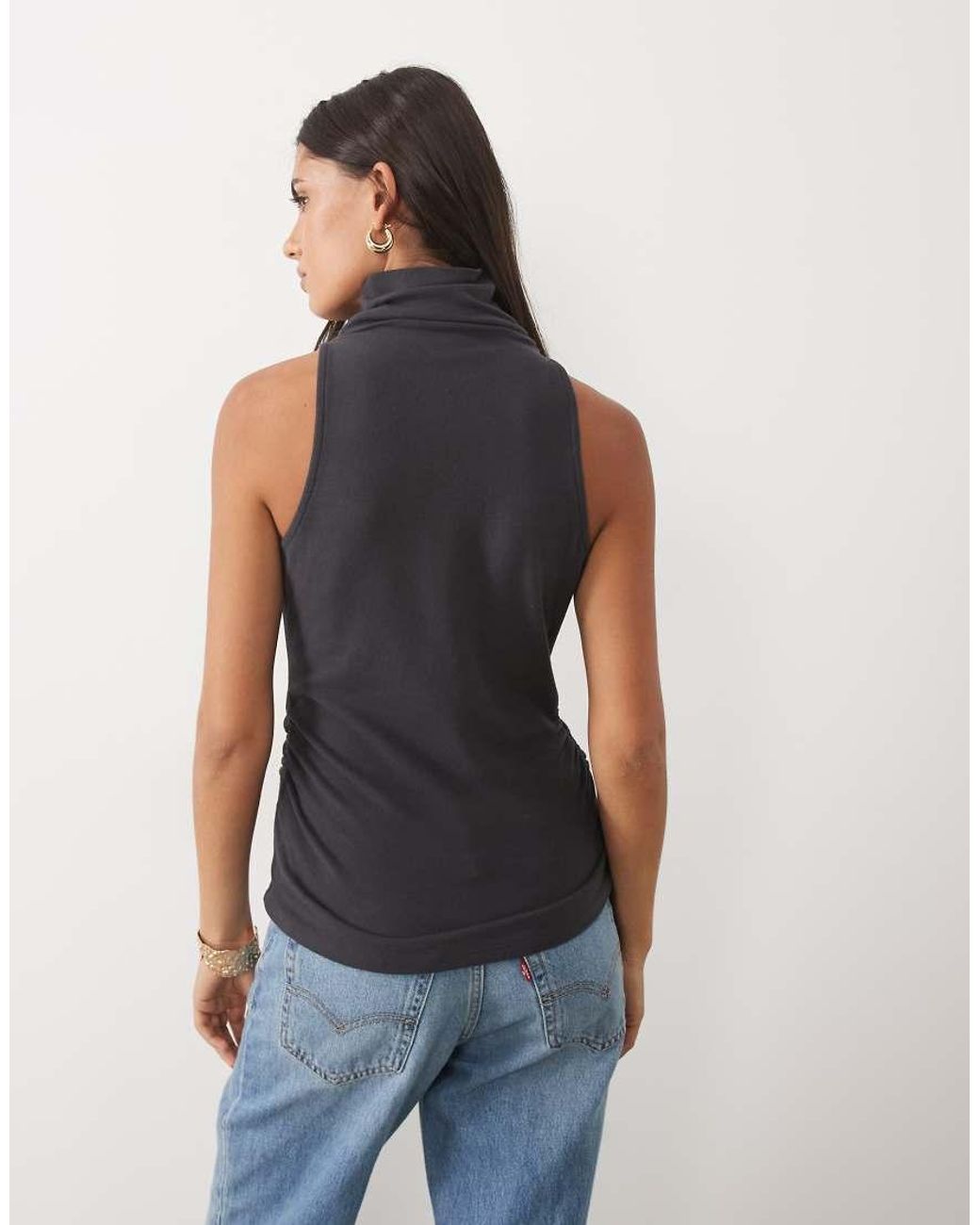 ASOS Blue Supersoft Funnel Neck Sleeveless Top