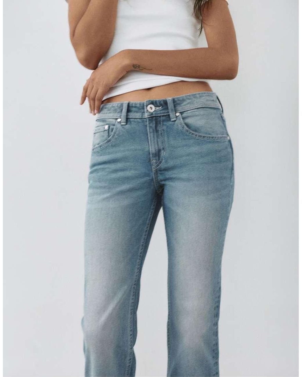 Pull&Bear Blue Low-Rise Boot-Cut Jeans