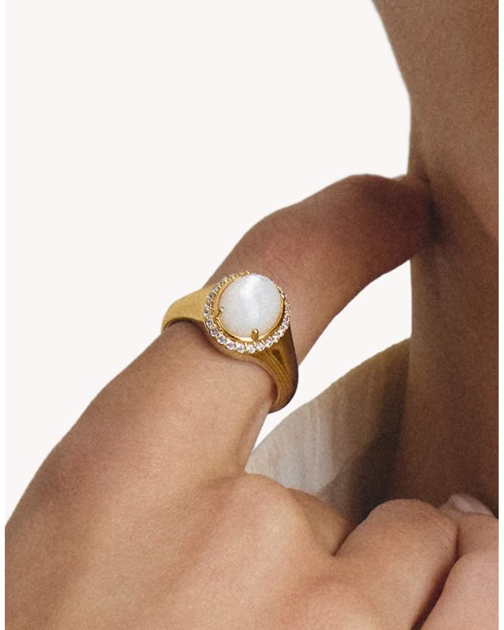 Thomas Sabo White Halo Ring With Mother-Of-Pearl And Zirconia